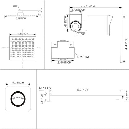 Oil Rubbed Bronze Shower Faucet Set, Single Function Shower Trim Kit with Rough-in Valve, Square Rain Shower Head System Included Extra Long Shower Arm for Bathroom
