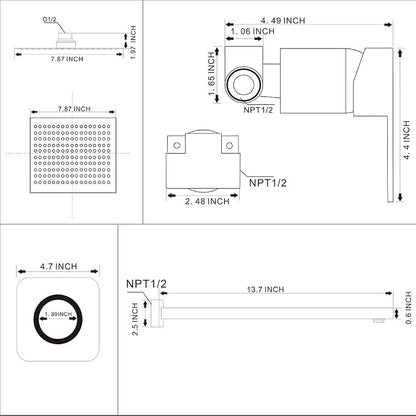 Matte Black Shower Faucet Set Bathroom Luxury Rainfall Shower System with Rain Shower Head Single Function Shower Trim Kit with Rough-in Valve