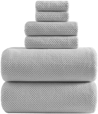 YTYC 39x78 Bath Sheets Set,Towels for Bathroom,Silver Grey,6-Pieces