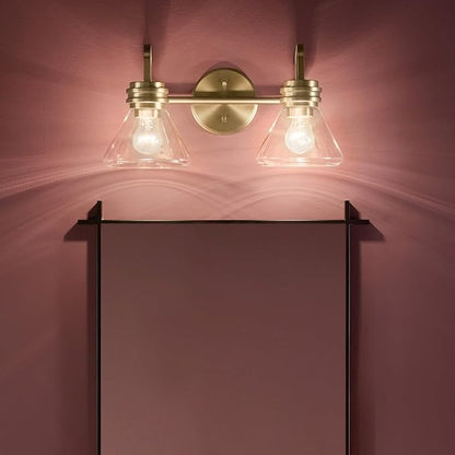 Kichler Farum 19.25" 2-Light Vanity Light with Clear Glass in Champagne Bronze, for Vanity, Jack & Jill Layout, Over a Mirror, (19.25" W x 9.5" H), 55154CPZCLR