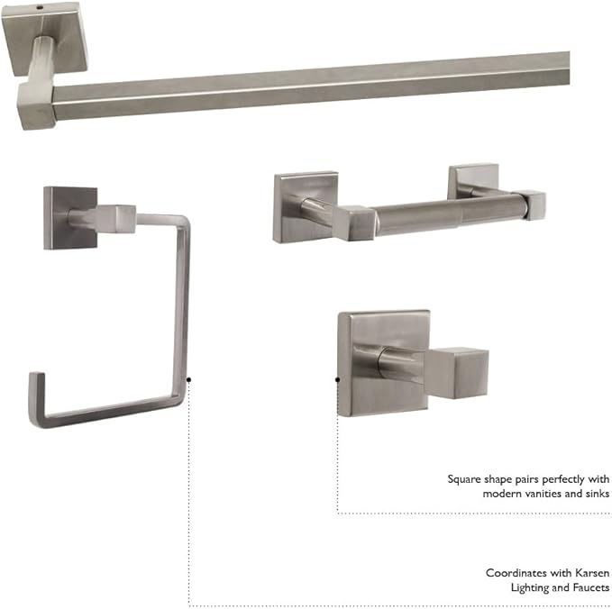 Design House 188540 Karsen 4-Piece Bathroom Accessory Kit, Polished Chrome
