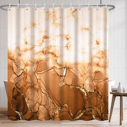 Brown Marble Waterproof Bathroom Shower Curtain 72x72 inches