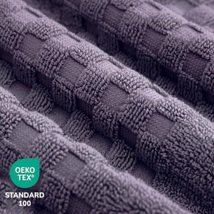 Feather & Stitch 100% Cotton 625 GSM Bath Towel Set of 6, Ultra Soft Highly Absorbent 2 Bath Towels, 2 Hand Towels & 2 Washcloth - Luxury Quick Dry Shower Towels (Grape)
