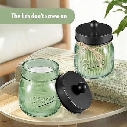SheeChung Mason Jar Bathroom Accessories Set, 6Pcs Green Glass Bathroom Set