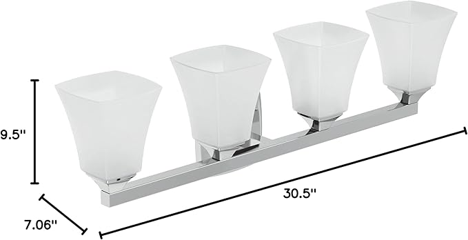 Moen YB5164CH Voss 4-Light Dual-Mount Bath Bathroom Vanity Fixture with Frosted Glass, Chrome