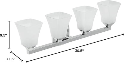 Moen YB5164CH Voss 4-Light Dual-Mount Bath Bathroom Vanity Fixture with Frosted Glass, Chrome