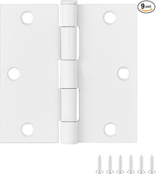 Design House 9-Pack Painted White Interior Door Hinges – 3.5-inch x 3.5-inch – Square Corner Radius Steel Door Hinge – Fits Standard Doors – Design House 185900