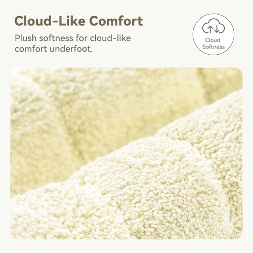 GRANNY SAYS Ivory Bathroom Rug 16" x 24", Non-Slip Microfiber Bath Mat