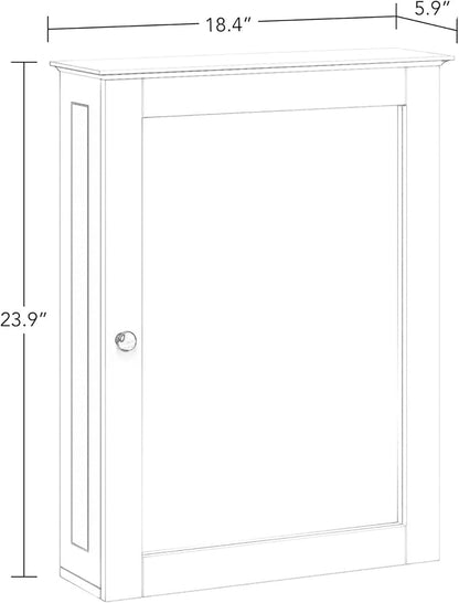 RiverRidge Ashland Wall-Mounted Medicine Cabinet Mirror with Adjustable Shelves - White Bathroom Mirror with Storage