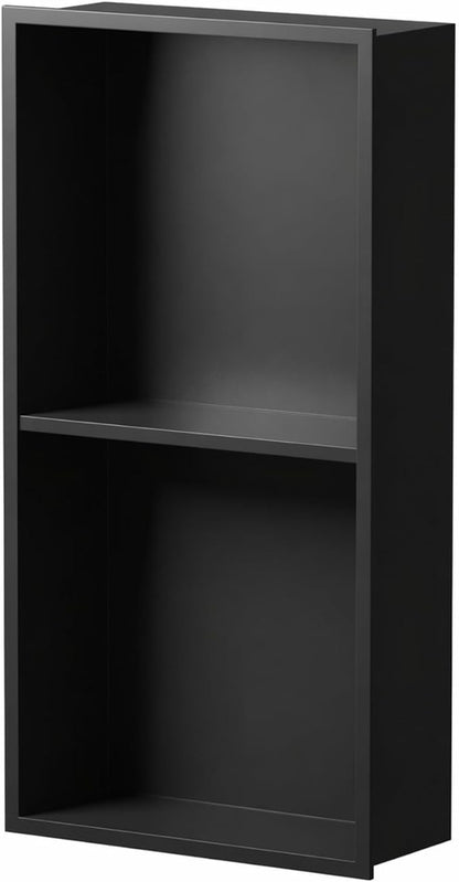 304 Stainless Steel Recessed Shower Niche 24" X 12" No Tile Needed | Waterproof Rustproof Matte Black Bathroom Niche for Shower Double Shelves, for Shower Wall &Bathroom Storage and Space Saving