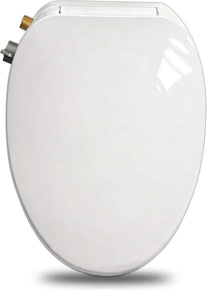 Jamini Non-Electric Bidet Toilet Seat for Elongated Toilets, Dual Nozzle Front & Rear Wash, Adjustable Water Pressure, Soft Close Seat & Lid, Self-Cleaning Nozzles, Quick Release, Brass Inlet