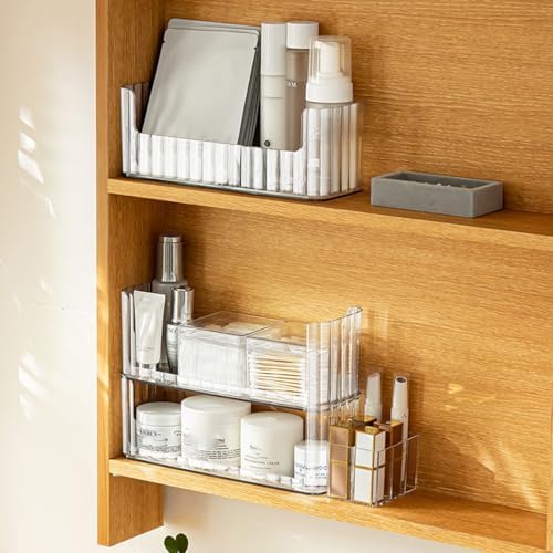 2-Tier Stackable Medicine Cabinet Organizer Shelves, Clear