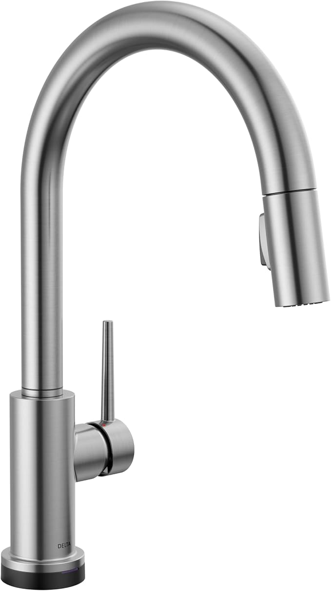 Delta Faucet Trinsic Touch Kitchen Faucet with Touchless Technology, Kitchen Faucet with Pull Down Sprayer, Brushed Nickel Kitchen Faucet, Touchless Kitchen Faucet, Arctic Stainless 9159TL-AR-DST