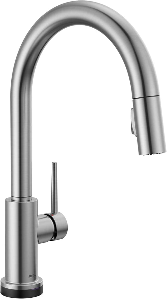 Delta Faucet Trinsic Touch Kitchen Faucet with Touchless Technology, Kitchen Faucet with Pull Down Sprayer, Brushed Nickel Kitchen Faucet, Touchless Kitchen Faucet, Arctic Stainless 9159TL-AR-DST