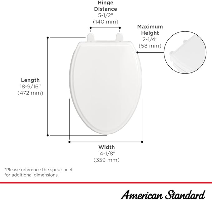 American Standard 5020A65G.020 Traditional Luxury Elongated Toilet Seat Soft Close, White