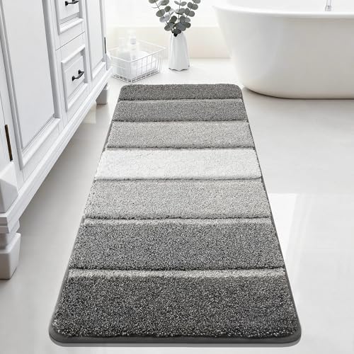COSY HOMEER Bathroom Rugs 59x20,Ultra Soft Absorbent Bath Mat,Dark Gray
