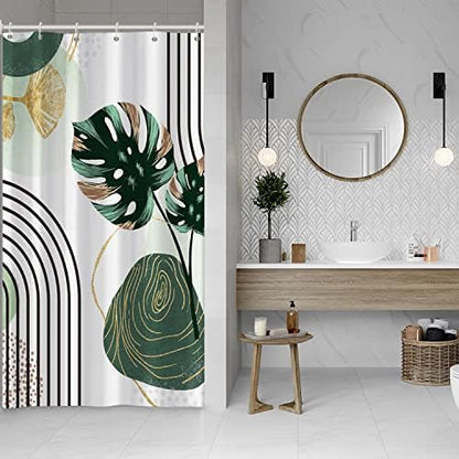 Boho Green Stall Shower Curtain with Hooks 48x72 Inch