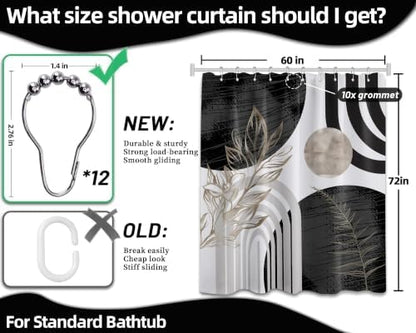 Black and White Shower Curtain, 60X72 in, Mid Century Modern