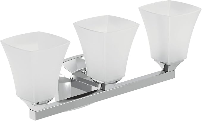 Moen YB5163CH Voss 3-Light Dual-Mount Bath Bathroom Vanity Fixture with Frosted Glass, Chrome