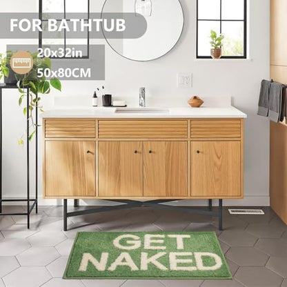 KOEXM Christmas Bathroom Rugs 20" x 32" Non-Slip Shaggy Get Naked Bath Mat