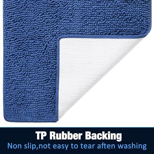 LOCHAS Luxury Bathroom Rug Shaggy Bath Mat 24 x 36 Inch, Blue