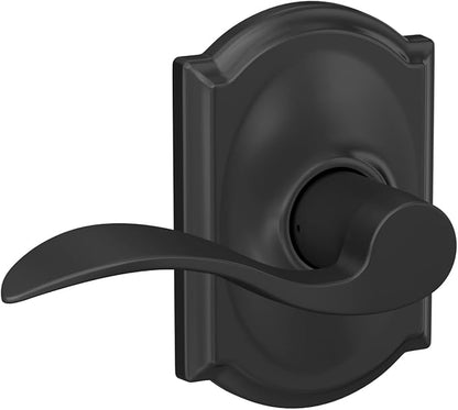 Schlage F10 ACC 622 CAM Accent Door Lever with Camelot Trim, Hall & Closet Passage Lock, Matte Black