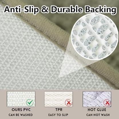 Bathroom Rugs Chenille, Extra Thick and Absorbent, Non-Slip, Machine Washable, Dry Quckily, Soft Cozy Plush, Used Under Shower Bathtub and Sink, Bath mat Sets Camel