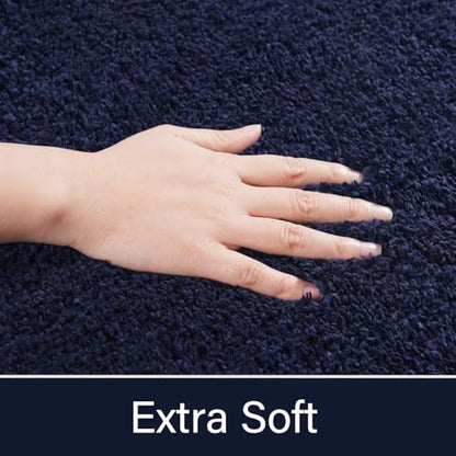 LOCHAS Bathroom Rugs 24x17 Inch, Microfiber Bath Rug Non Slip, Navy