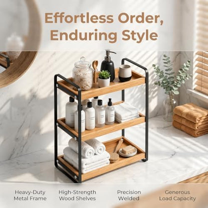 LEMIKKLE Bathroom Counter Organizer with Basket, Bathroom Organizers and Storage,Skincare Organizers for Vanity,Storage Organizers for Bathroom, Kitchen, Dresser (3-Layer)