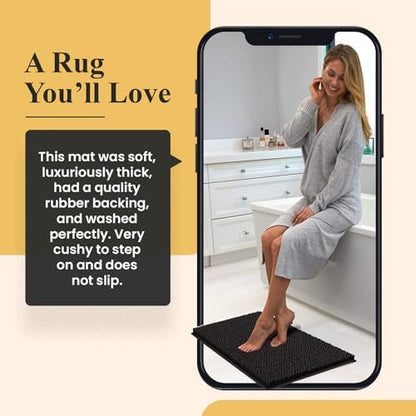 MAYSHINE Plush Shaggy Chenille Bath Mat | Extra Soft, Super Absorbent, Non-Slip Bathroom Rug | Fluffy Microfiber, Area Rug Sets for Bathroom Floor, Kitchen, Living Room | 32"x20" | Maui Blue
