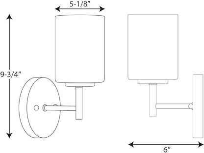 Progress Lighting Replay Collection 1-Light Etched White Glass Modern Bath Vanity Light Antique Bronze