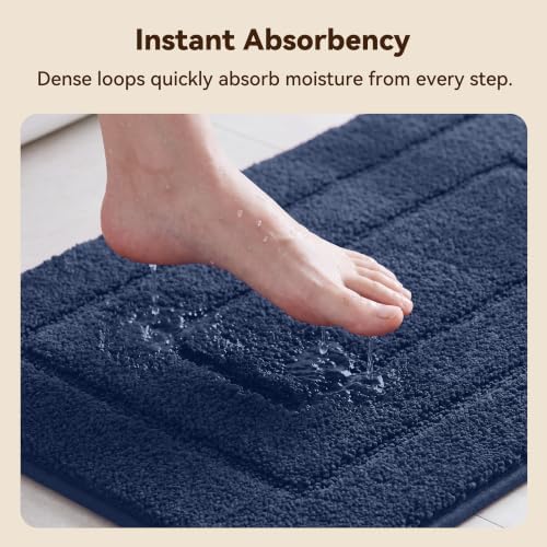 GRANNY SAYS Blue Bathroom Rug 36" x 24", Non-Slip Microfiber Bath Mat