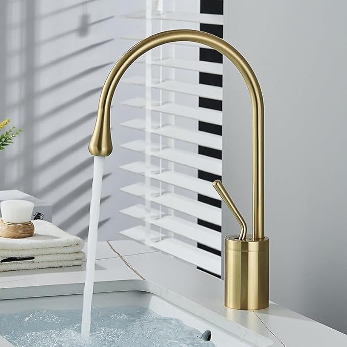Brushed Gold Modern Basin Faucet Black Silver Faucet Deck Mounted 360 Rotation Basin Sink Tap Mixer Hot and Cold Brass Tap