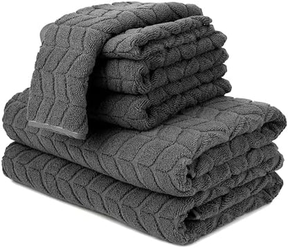 Alusa Home Ultra Soft & Stylish 700 GSM Luxury Bath Towels - 100% Zero-Twist, Long-Staple Cotton - Remarkably Absorbent & Quick Drying - 6 Piece Towel Set (Granite Grey)
