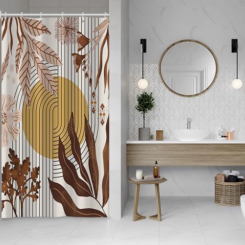 Boho Brown Shower Curtain for Bathroom 54x72 Inch