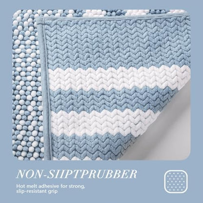 BSICPRO Bathroom Rugs, 20x32 Chenille Bath Mats, Light Blue