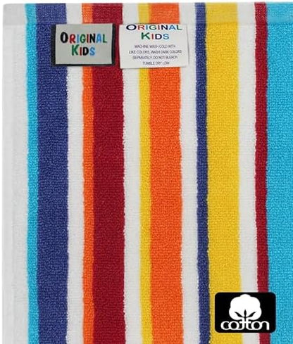 ORIGINAL KIDS 6 Piece Towel Set - 100% Cotton Cabana Stripe Kids Towel Set