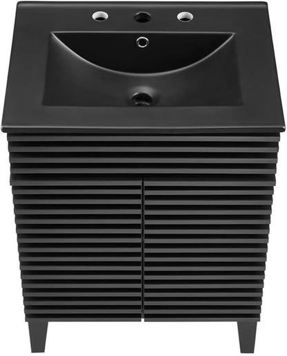 Modway Render 24" Bathroom Vanity with Sink in Black Black