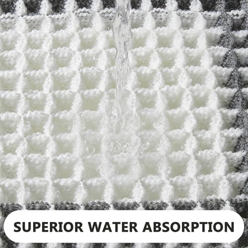 Arenarug Checkered Waffle Bath Mat, Super Absorbent Boho Farmhouse Bathroom Rugs Non Slip Washable, Ultra Soft Bath Rugs Mats with Tassels for Bathroom Floor, Grey White, 18"x30"