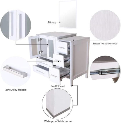 60" Double Sink Bathroom Vanity,White Bathroom Vanity with Double Side Cabinets & Removable 3 Drawer Storage Cabinet,Modern Vanity Without Mirror(only Vanity)