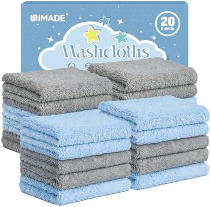 UNIMADE Baby Washcloths, 20 Pack Microfiber Coral Fleece Wash Cloths