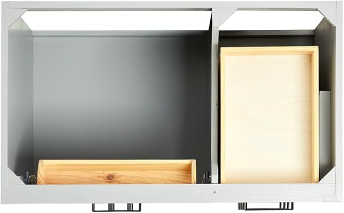 ARIEL Hepburn 36-inch Bathroom Vanity Base Cabinet,Solid Wood, 2 Soft Closing Doors, 5 Dovetail Drawers, Grey