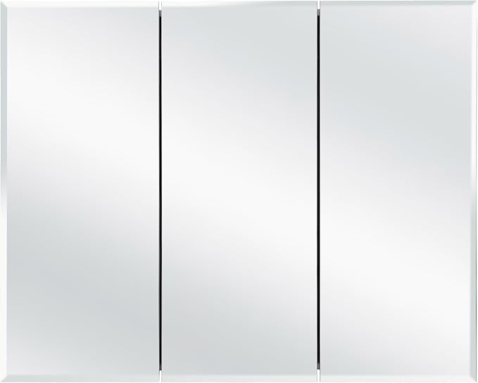 36 Inch Cyprus Bathroom Medicine Cabinet, Durable Pre-Assembled Wall Mounted Cabinet w/Frameless Mirrored Doors, White – Design House, 597500