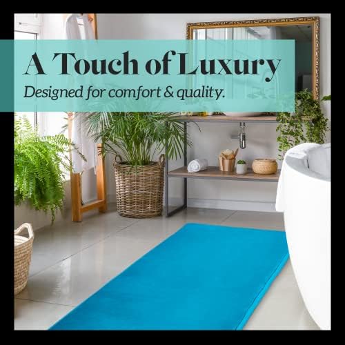 Memory Foam Bath Mat Non Slip Absorbent Super Cozy Velvet Bathroom Rug Carpet (60 inches X 24 inches, Caribbean Sea)