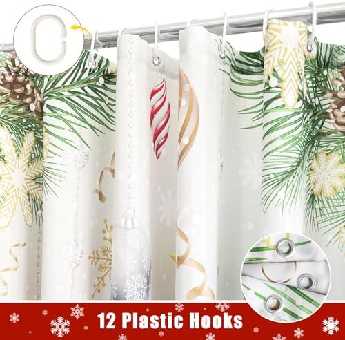 Boho Shower Curtains for Bathroom Mid Century Minimalist Abstract Aesthetic Modern Bathroom Decor Curtain Machine Washable Waterproof Fabric with 12 Hooks (Christmas Gnome White, 72"W x 72"L)