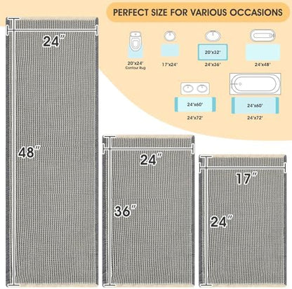 IM HOME Waffle Bath Mat Set 3 Piece Grey & Beige,Woven Modern Bath Rug Mats, Absorbent Non Slip Bath Floor Mat, Soft Washable Boho Bath Rugs with Tassels for Bathroom, Bedroom, Kitchen, Tub