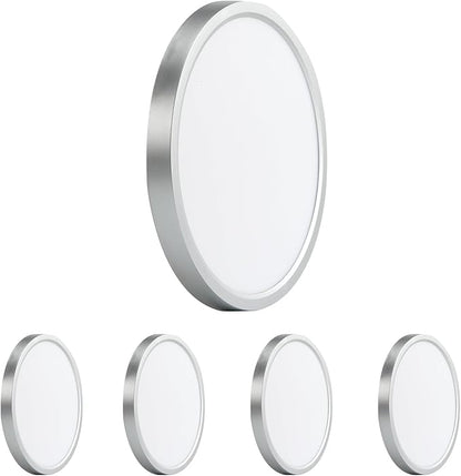 9 Inch LED Ceiling Light, Dimmable 5CCT 0.67 Inch Slim Round Flush Mount Lighting, 18W 2000LM Low Profile Ceiling Light for Laundry, Utility Room, 9 Inch 4Pack Silver