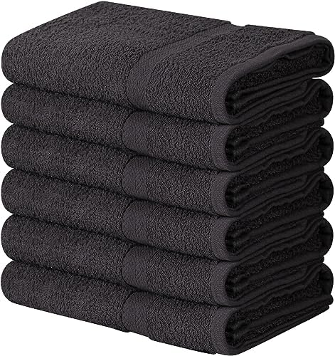 Towel and Linen Mart 100% Cotton Grey 6 Pack Medium Bath Towel Set, Quick Dry, Super Absorbent, Light Weight, Soft Feel, Premium Towels for Hotel, Spa and Bathroom (24 X 48 6 Pack, Grey)