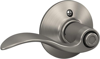 SCHLAGE F40 Acc 619 Accent Door Lever,Bed & Bath Privacy Lock,Satin Nickel,(Pack of 4)
