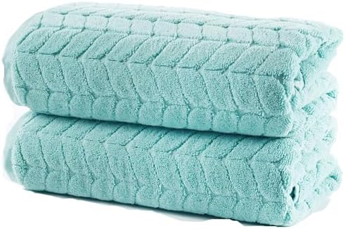 BAGNO MILANO Turkish Cotton Bath Towels, Hand Towels - Soft Plush Jacquard Collection Luxury Towels Set (Aqua Green, Bath Towel Set of 2)